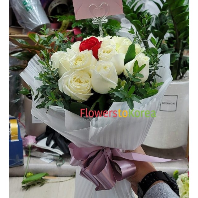 Only You white and Red Roses Bouquet