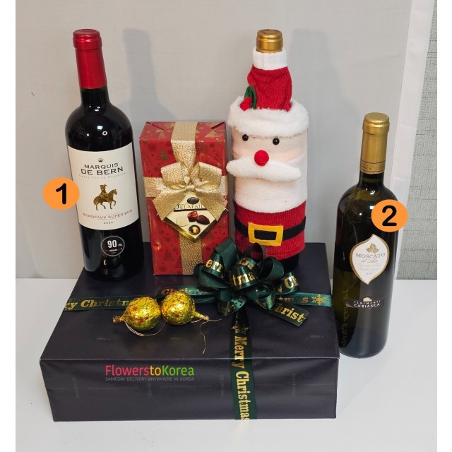 Santa Claus France Bordeaux Wine and Belgium Chocolates Box
