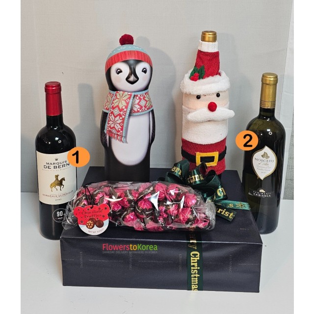 Santa Claus Wine and Chocolates truffle in Christmas animal doll