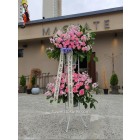 2-tier Gland opening congratulations Standing Spray Roses & seasonal flowers