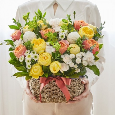 premium Yellow Seasonal Flower Basket