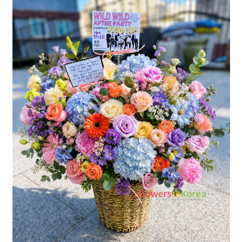 k-pop celebrity 50 flower basket