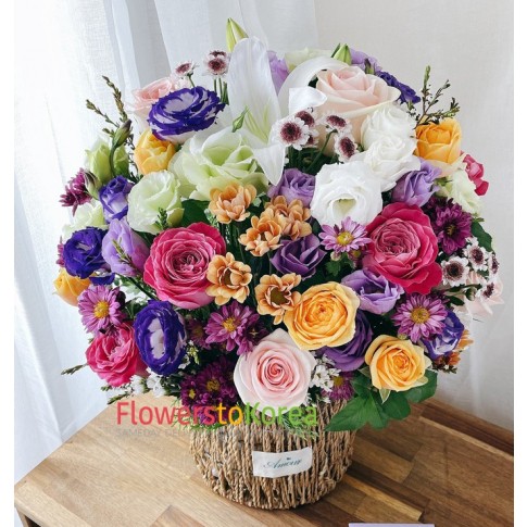 Love and Respect Flower Basket_rainbow