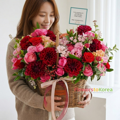 premium  Red Seasonal Flower Basket 