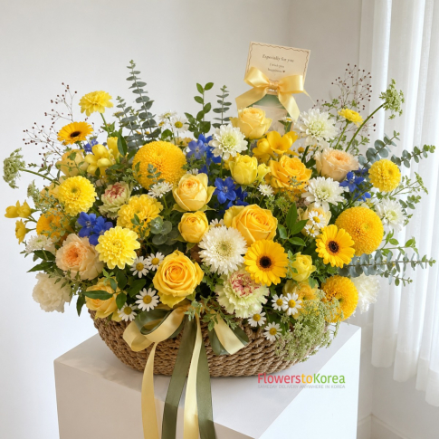 premium Yellow Seasonal Flower Basket
